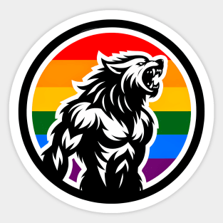 LGBTQ Pride Werewolf Anthro Furry Rainbow Logo Sticker